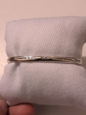Sterling Silver Engraved Slim Bangle Bracelet -